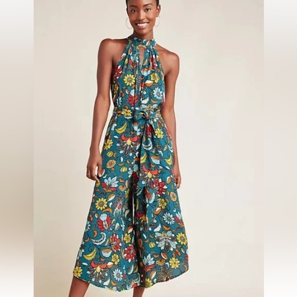 Anthropologie Halter Cropped Jumpsuit
